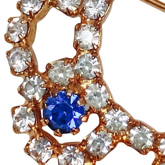 Vintage 50s 60s Mid Century Rhinestone Rosette Circle Brooch Gold Tone Sparkling - Picture 10 of 10